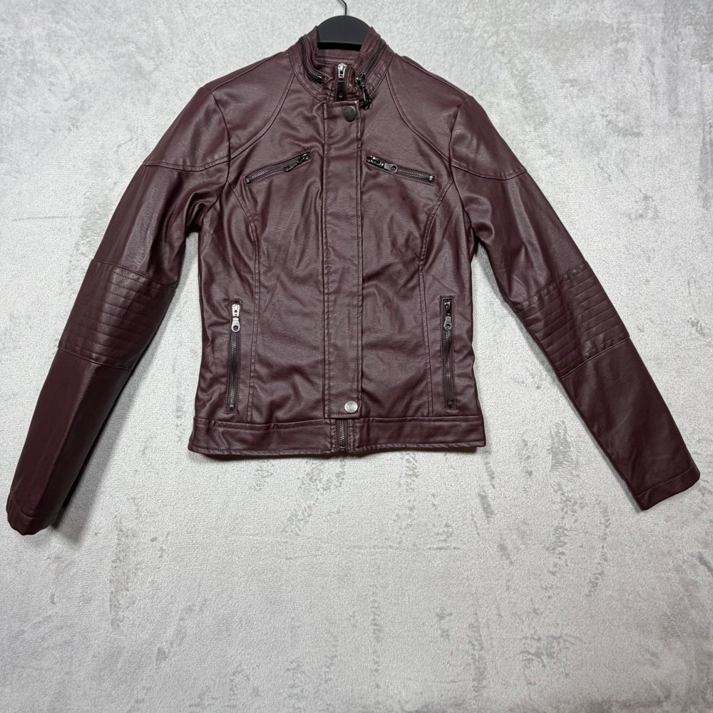 Burgundy Moto Jacket Edgy Biker XS Indie Sleaze Maralyn & Me